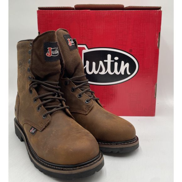Justin DRYWALL BROWN COWHIDE SE960 Men's NWD Boot Brown Mismatched Sizes - Picture 1 of 11